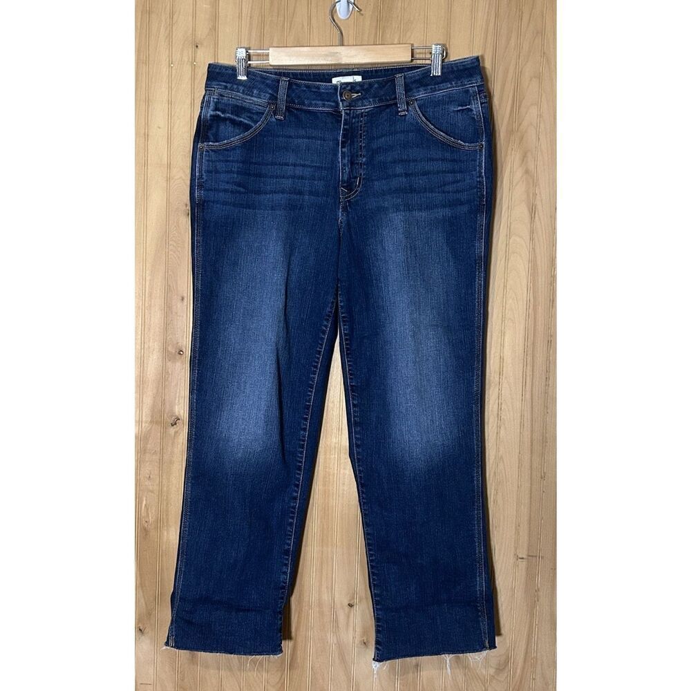 M Jeans by Maurices Mid Rise Original Fit Distressed Straight Crop Jean Size 14